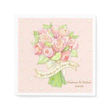 Bridal Shower Table Decor Watercolor Rose Bouquet Napkins