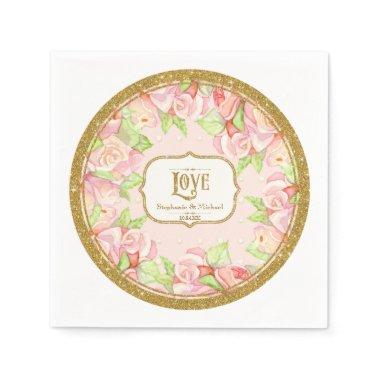 Bridal Shower Table Decor Watercolor Rose Bouquet Paper Napkins