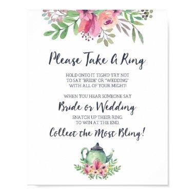 Bridal Shower Take a Ring Game Sign