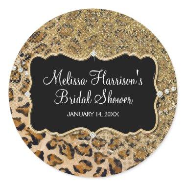 Tan Gold Leopard Animal Print Classic Round Sticker