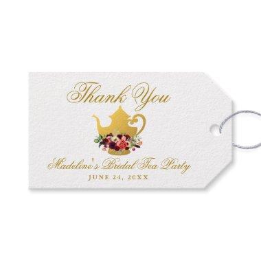 Tea Burgundy Boho Floral Thank You Gift Tags