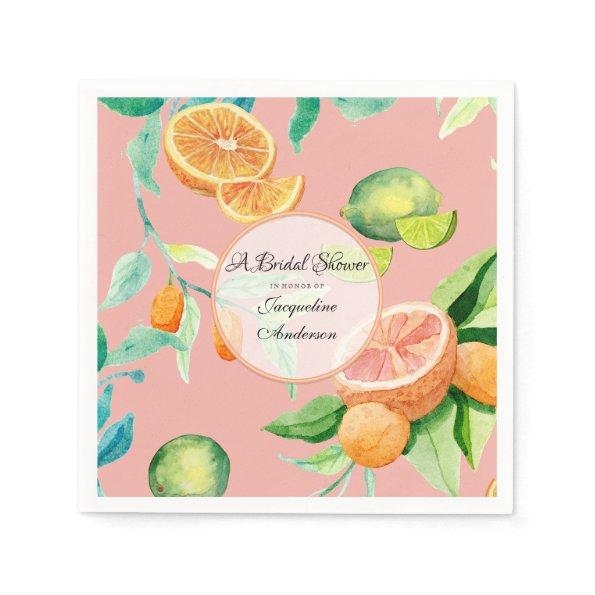 Bridal Shower Tea Citrus Coral Orange Lemon Garden Paper Napkins