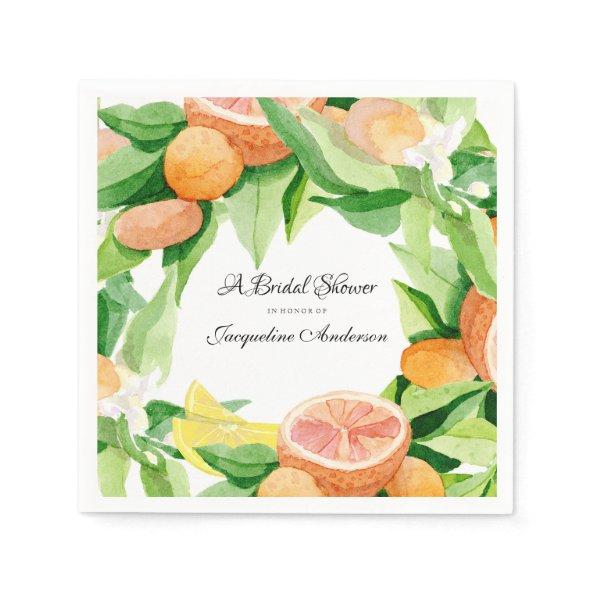 Bridal Shower Tea Citrus Leaf Orange Lemon Garden Paper Napkins