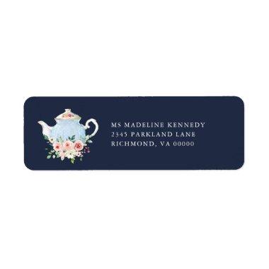 Tea Elegant Blush Floral Gold Return Label
