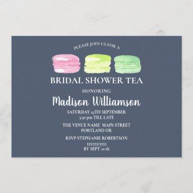 Bridal Shower Tea French Macaroon on Slate Invitations