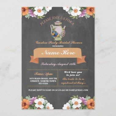 Bridal Shower Tea Garden Party Teapot Invitations