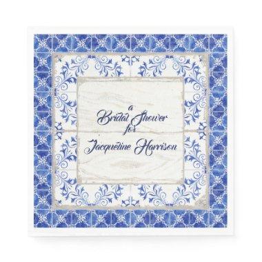 Bridal Shower Tea Luncheon Blue White Farmhouse Napkins