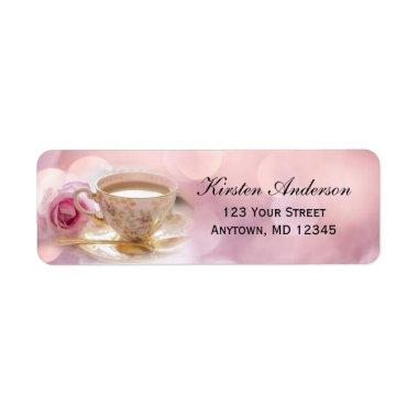 Bridal Shower Tea on Pink | Return Address Label