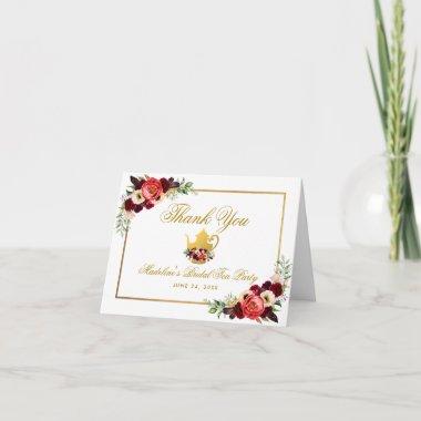 Bridal Shower Tea Party Burgundy Boho Floral Note Invitations