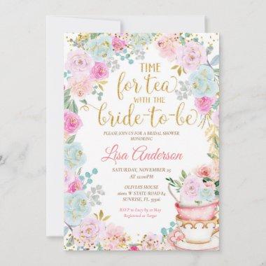 Bridal Shower Tea Party Floral Invitations