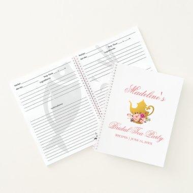Bridal Shower Tea Party Floral Pink Recipe Notebook