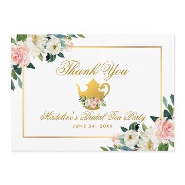 Tea Party Gold Pink Floral Thanks Thank You