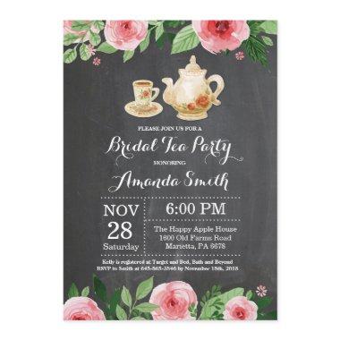 Bridal Shower Tea Party Invitations Chalkboard