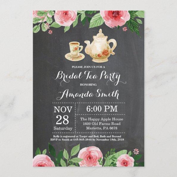 Bridal Shower Tea Party Invitations Chalkboard