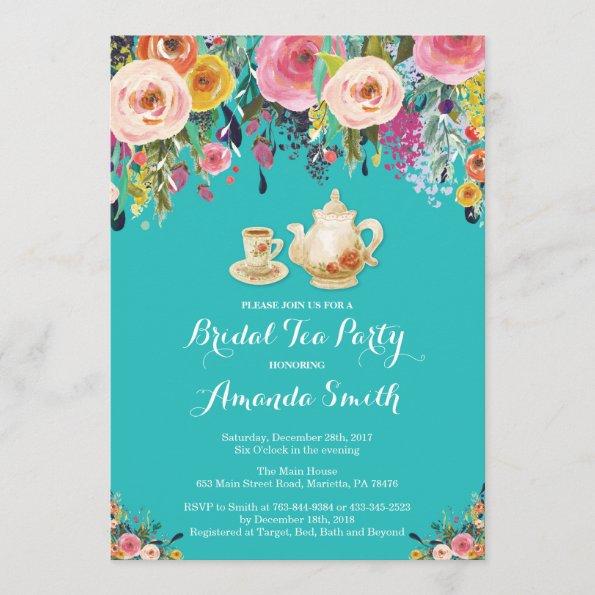 Bridal Shower Tea Party Invitations Floral
