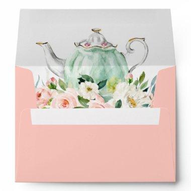 Bridal Shower Tea Party Pink Floral Envelopes