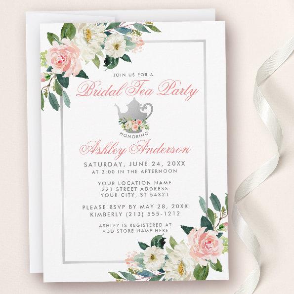 Bridal Shower Tea Party Pink Floral Invite P