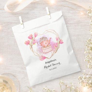 Bridal Shower Tea Party Pink Rose Gold Favor Bag