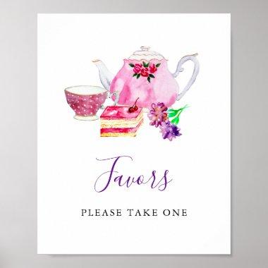 Bridal Shower Tea Party Purple Favors Sign Cute