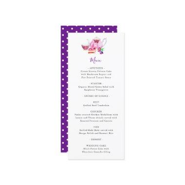 Tea Party Purple Teapot Menu