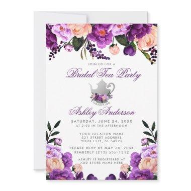 Bridal Shower Tea Party Purple Ultra Violet Invite