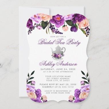 Bridal Shower Tea Party Purple Violet Invite B