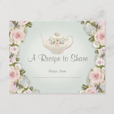 Bridal Shower Tea Party Recipe Rose Floral Mint PostInvitations