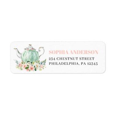 Bridal Shower Tea Party Return Address Labels