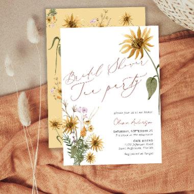 Bridal Shower Tea Party Sunflower Floral Invitations