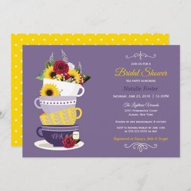 Bridal Shower Tea Party - Sunflower, Roses & Lilac Invitations