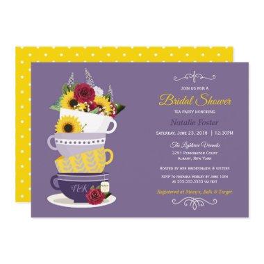 Bridal Shower Tea Party - Sunflower, Roses & Lilac Invitations