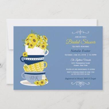 Bridal Shower Tea Party Sunflowers | Blue & Yellow Invitations