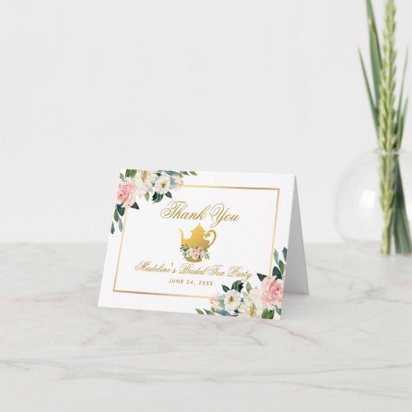 Bridal Shower Tea Party Thanks Pink Gold Note Thank You Invitations