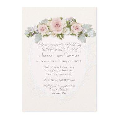 Bridal Shower Tea Pretty Rose Succulent Leaf Invitations