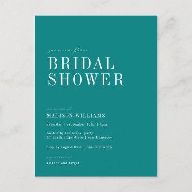 BRIDAL SHOWER | Teal Minimalist PostInvitations