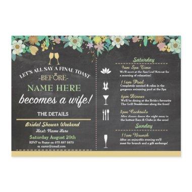 Toast Floral Mint Chalk Invite