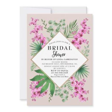 Bridal Shower Tropical Floral QR Code Boho Mauve Invitations