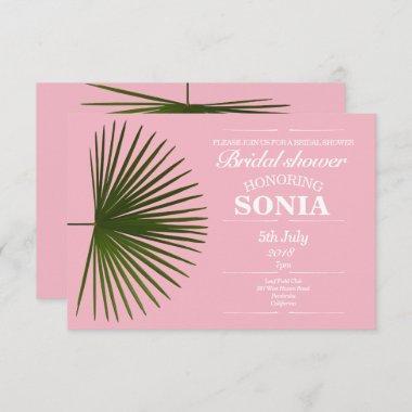 Bridal Shower Tropical Palm Frond Leaf Wedding Invitations
