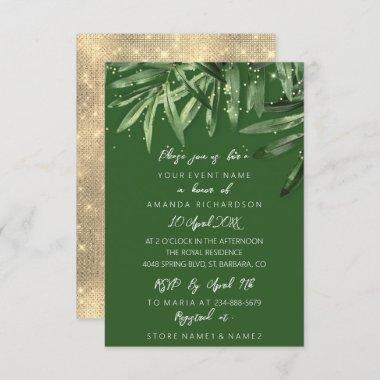 Bridal Shower Tropical Sage Green Gold Elegant Invitations