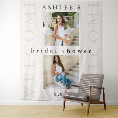 Bridal Shower Two Photo Typography Welcome Tapestry