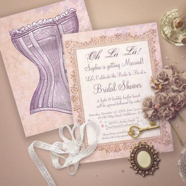 Bridal Shower Vintage Corset Cute and Feminine Invitations