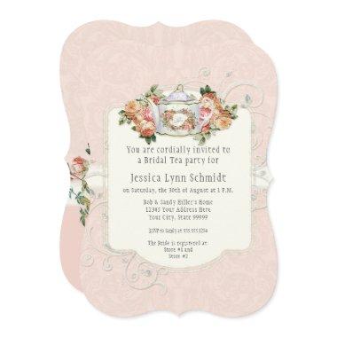 Bridal Shower Vintage Elegant Floral Rose Shaped Invitations