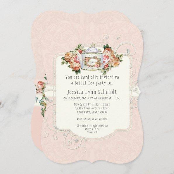 Bridal Shower Vintage Elegant Floral Rose Shaped Invitations
