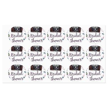 Bridal Shower Vintage flowers and classic camera Labels