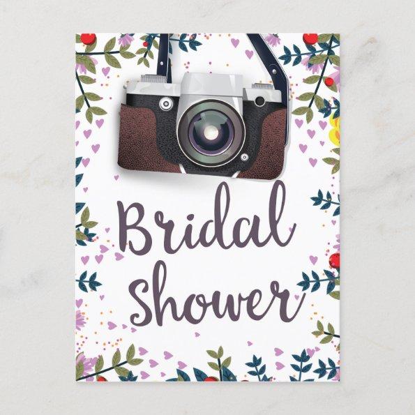 Bridal Shower Vintage flowers and classic camera PostInvitations