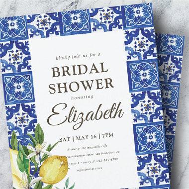 Bridal Shower Vintage Foliage Blue Mediterranean Invitation PostInvitations