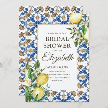 Bridal Shower Vintage Lemon Foliage Mediterranean Invitations