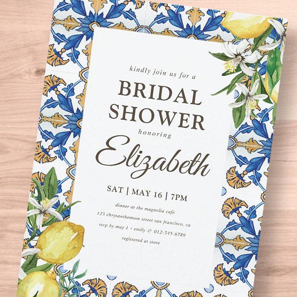 Bridal Shower Vintage Lemon Foliage Mediterranean Invitation PostInvitations
