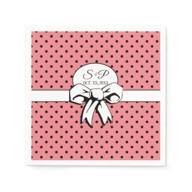 Vintage Polka Dots Bows PInk Napkins