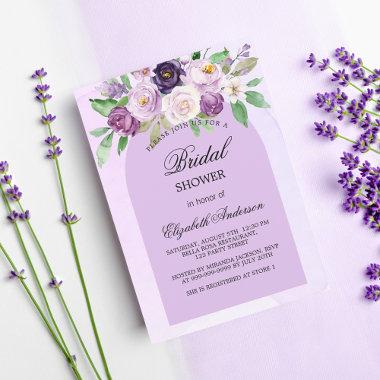 Bridal shower violet purple flowers arch invitation postInvitations